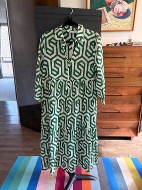 ZARA Geometric Print Tiered Shirt Dress - Women